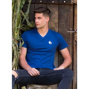 Marco Donateli Men's V-Neck T Shirt Short Sleeve MV3 Navy Peony Medium