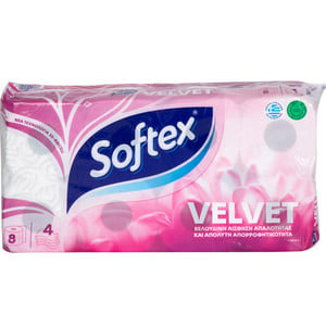 Softex Toilet Roll Embossed 4ply x 155 Sheets 8pcs