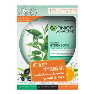 Garnier Skin Active Hydra Bomb Tissue Mask Green Tea Assorted 4pcs