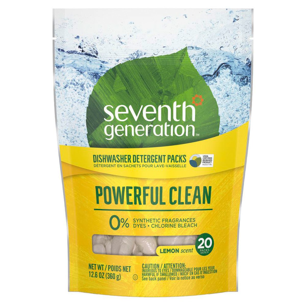 Seventh Generation Plant Based Dishwasher Tablets Lemon 20pcs