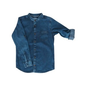 Reo Boys Woven Shirt B0TB120-A Denim Blue, 9-10Y