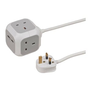 Brennenstuhl ALEA- 3Way BS Power Cube Extension 3Mtr With 2 USB Ports 1150103