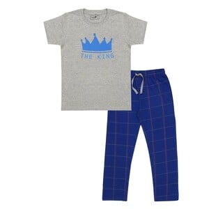 Eten Men's Pyjama Set FSVJ1 Grey and Royal Blue, Large