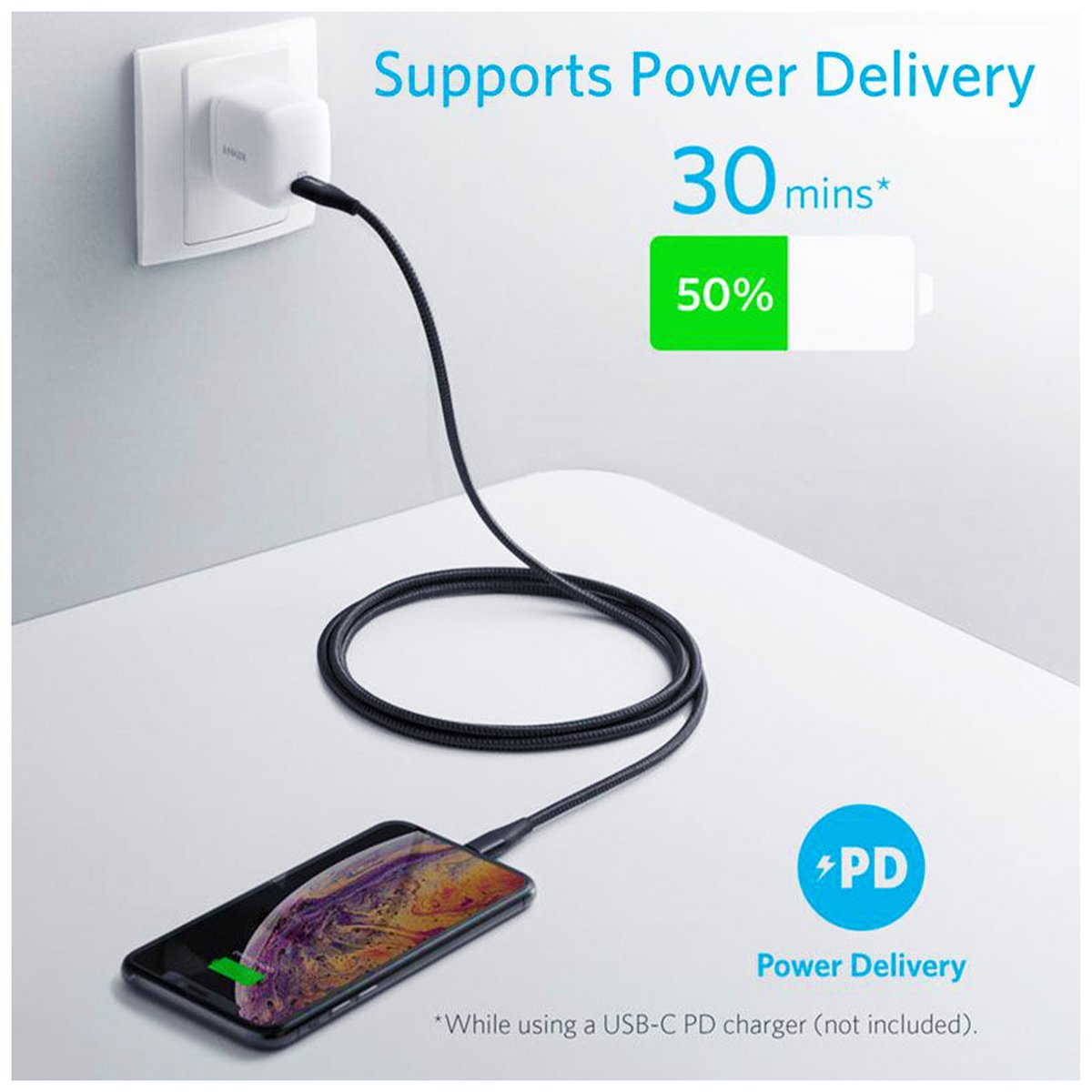 Anker PowerLine+ II USB-C to Lightning Cable A8653H11 Black 1.8mtr