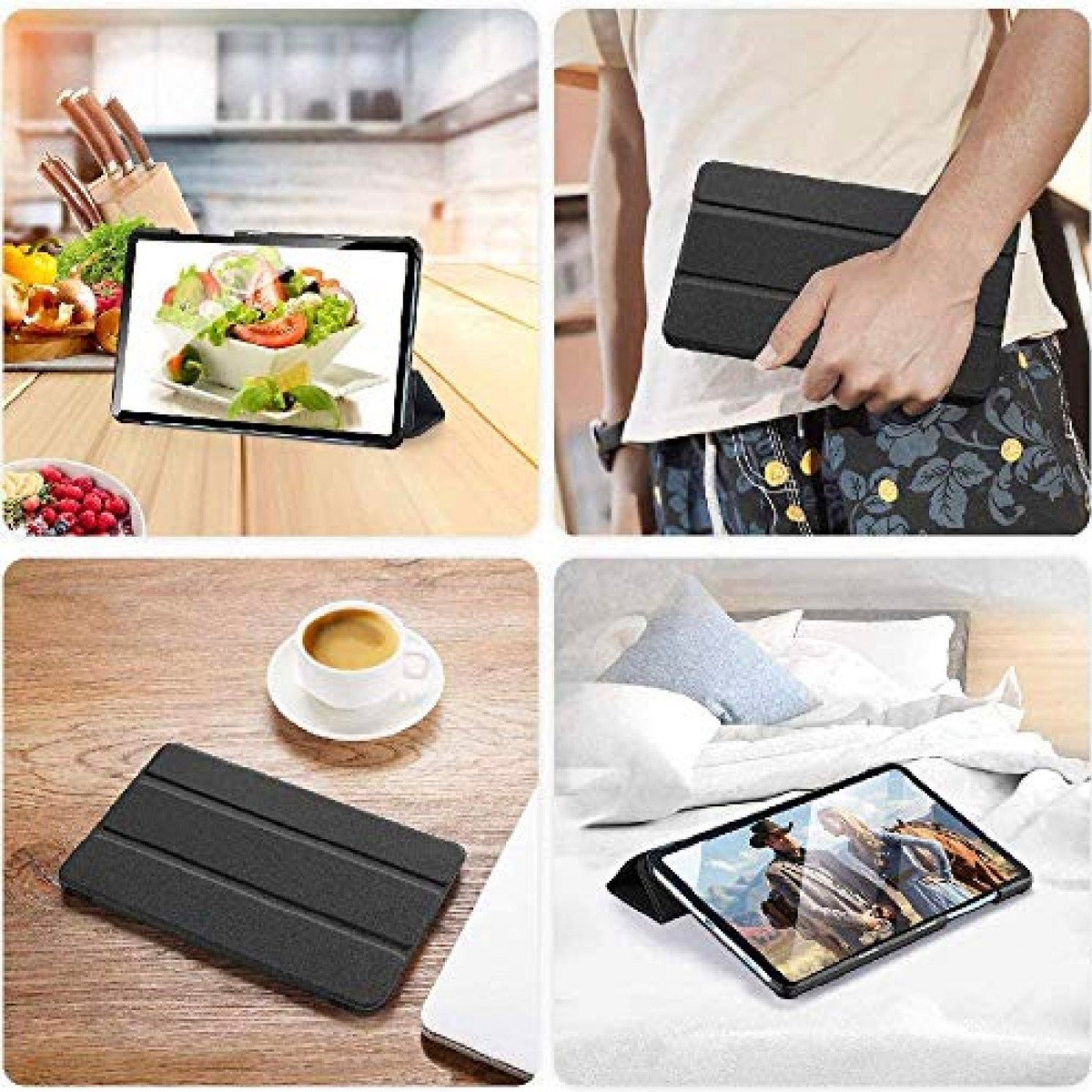 Trands Galaxy Tab S6 Lite Ultra Slim Case Fold Cover Auto Sleep and Wake Folio Back Case 10.4 Inches, Black CCS6124