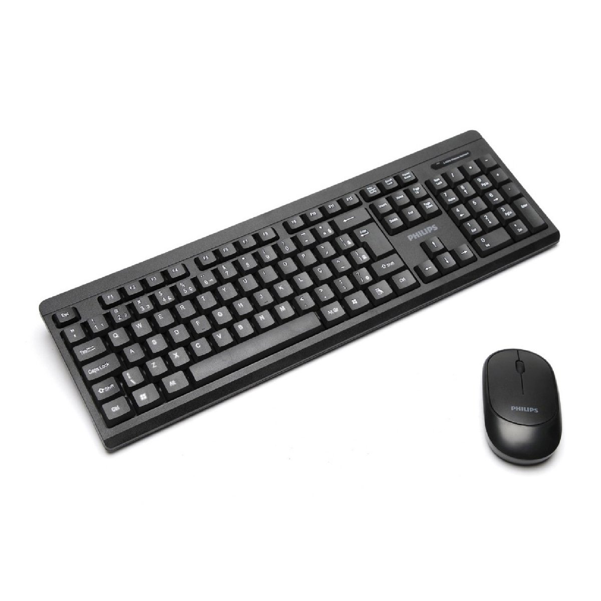 لوحة مفاتيح لا سلكية مع فأرة كومبو من فيليبس بها حساس ضوئي 2.4 جيجا هرتز -- اللون أسود