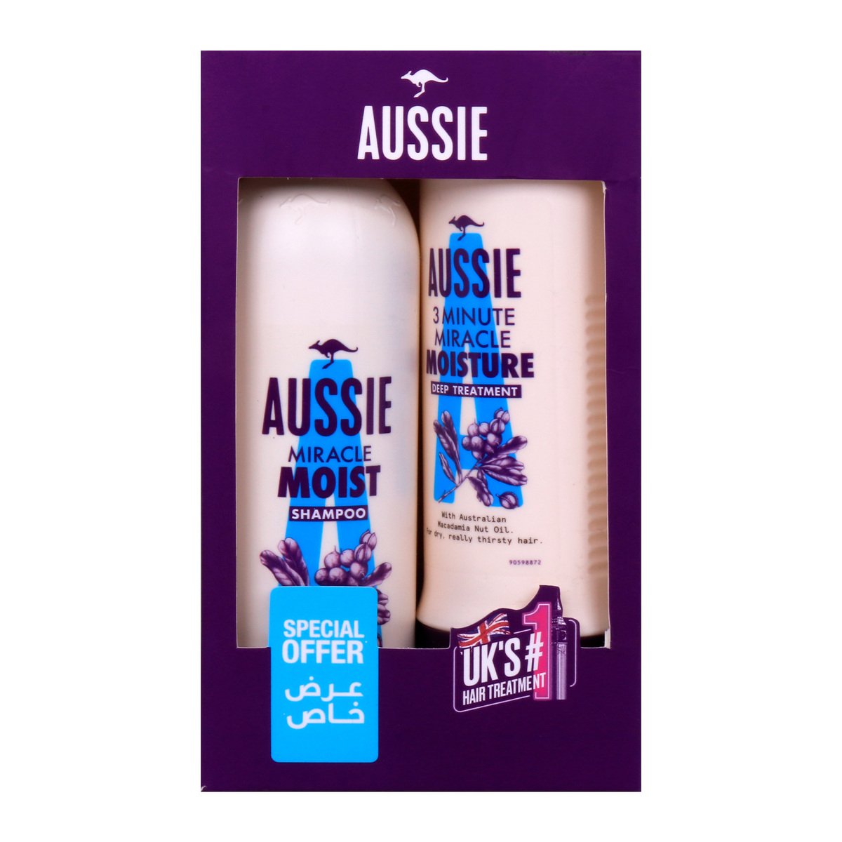 Aussie 3Minute Miracle Moist Deep Treatment 250ml +Aussie Miracle Moist Shampoo 300ml