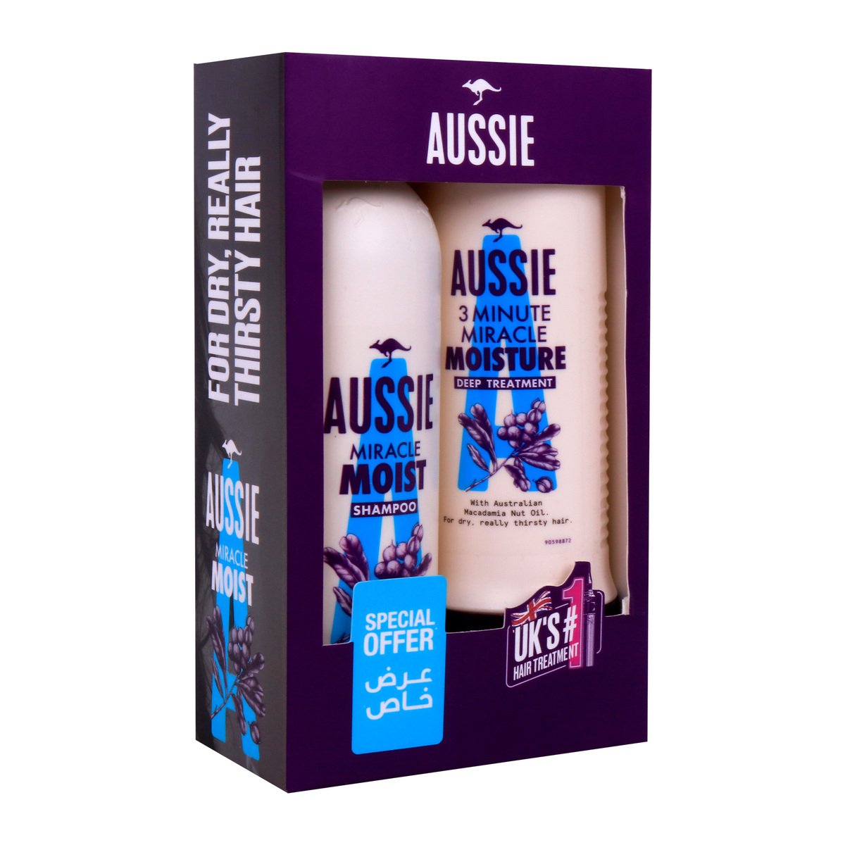 Aussie 3Minute Miracle Moist Deep Treatment 250ml +Aussie Miracle Moist Shampoo 300ml