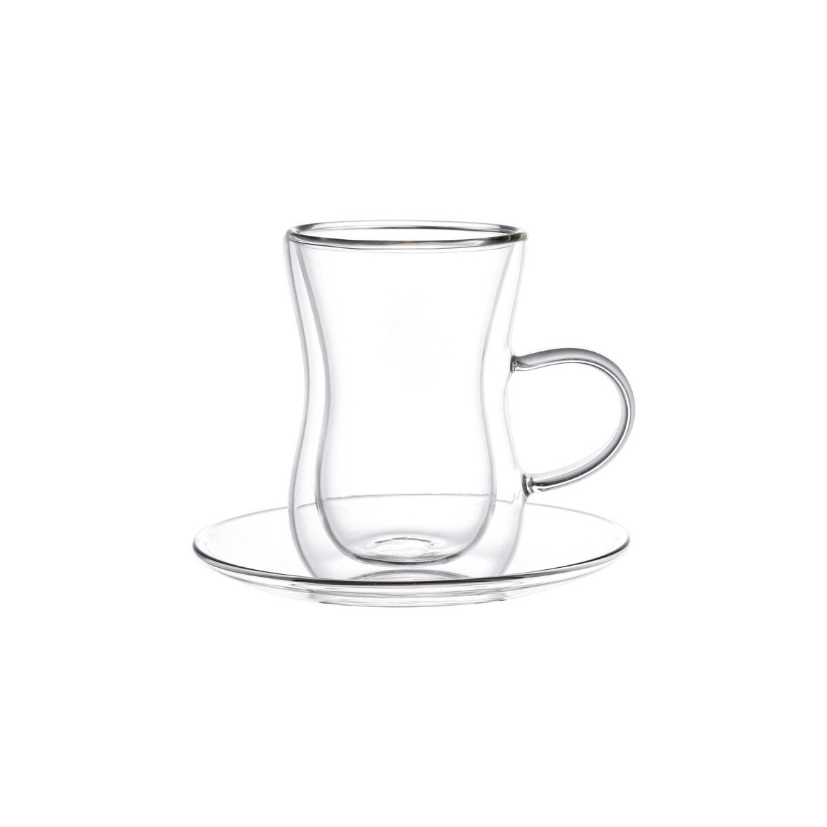Crystal Drops Borosilicate Double Wall Glass Istikan With Saucer 4pcs GM