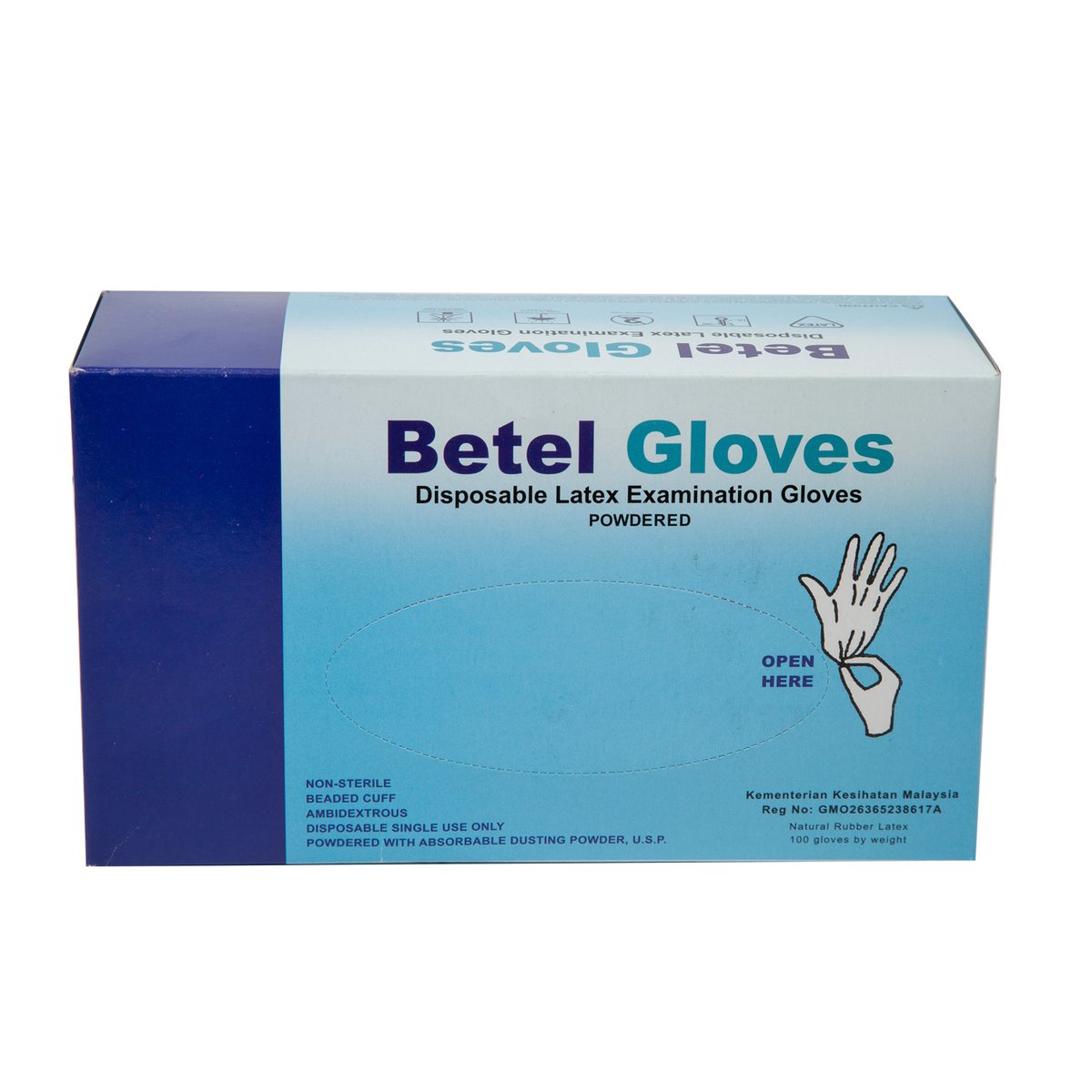Betel Disposable Latex Examination Gloves Powdered Medium 100pcs