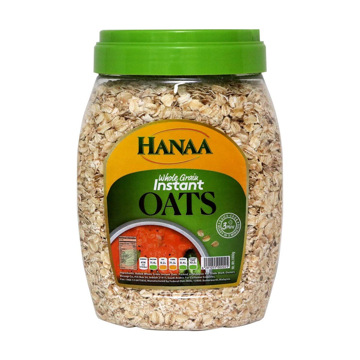 Hanaa Whole Grain Instant Oats 1kg Online at Best Price | Oats | Lulu KSA