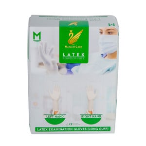 Natalie Care Latex Gloves (Long Cuff) Medium Powder Free 100pcs