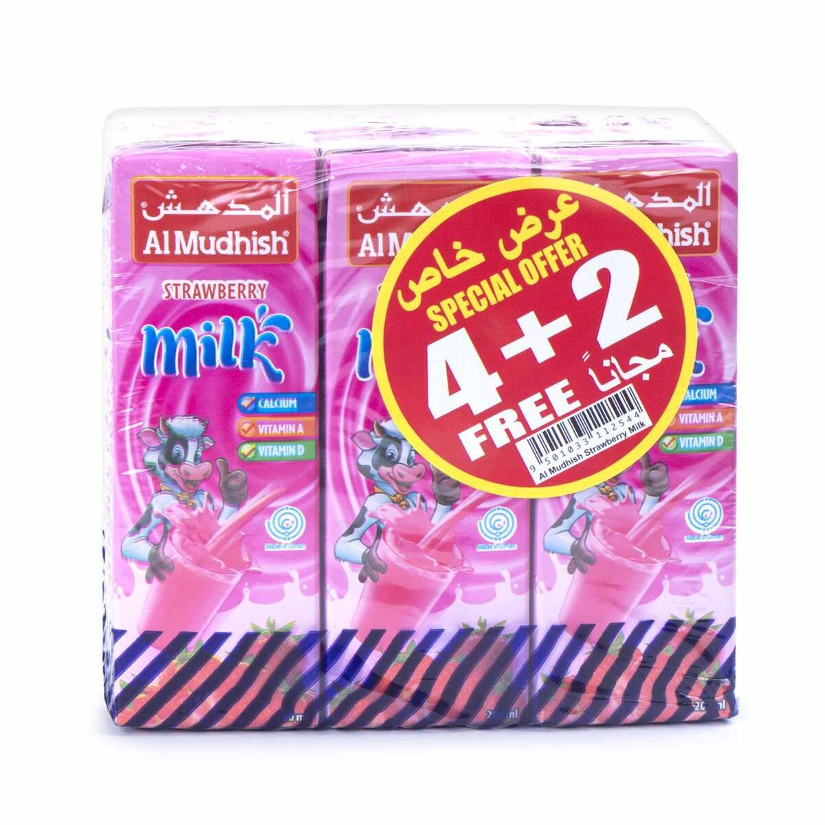 Al Mudhish Strawberry Flavoured Milk 6 x 200ml