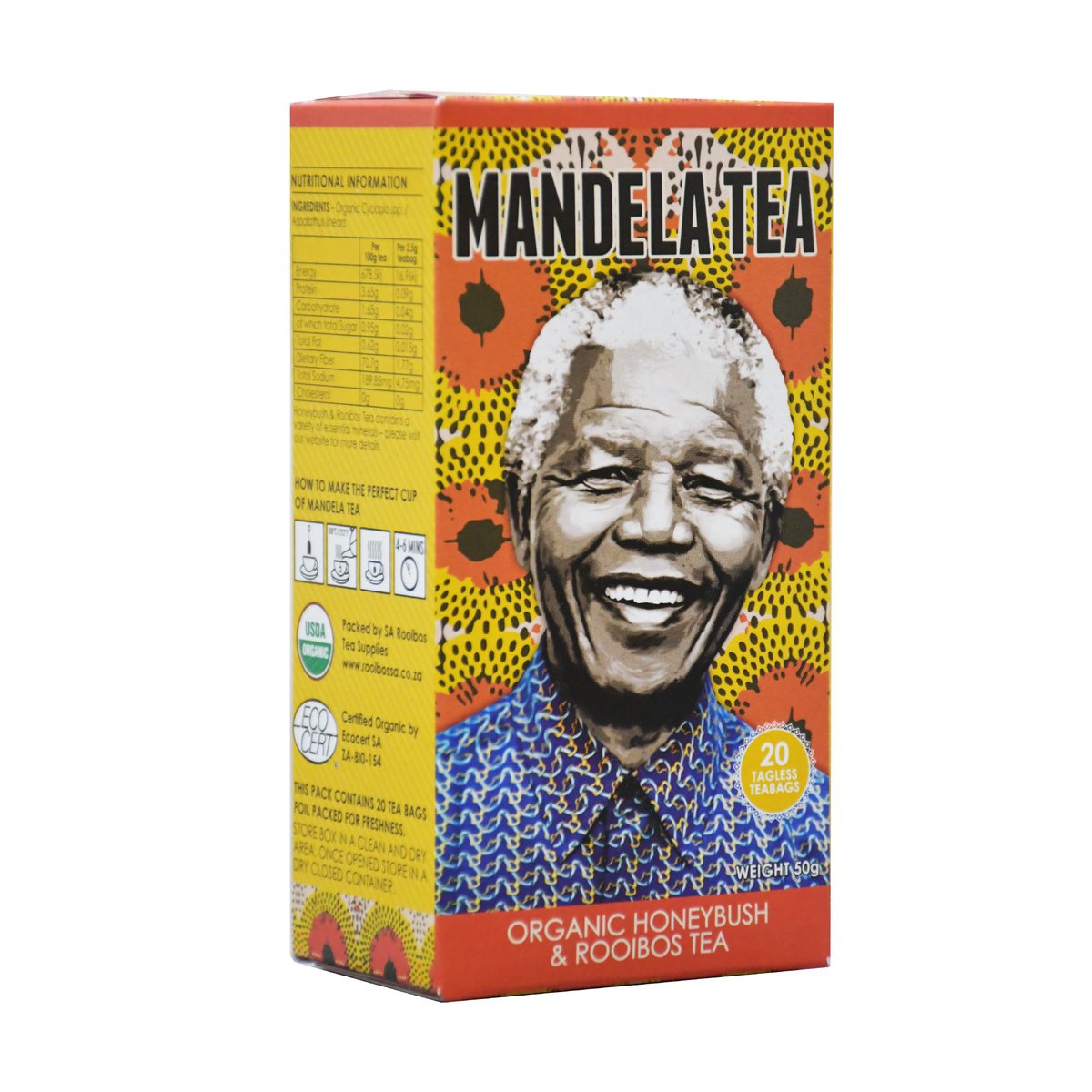 Mandela Tea Organic Honeybush & Rooibos Tea 20 Teabags