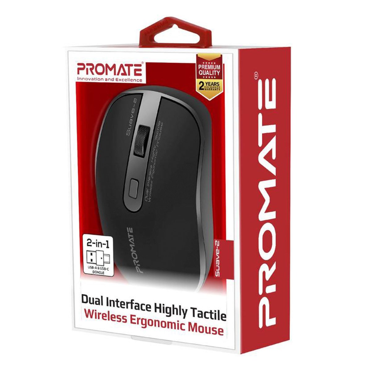 Promate Dual Interface Highly Tactile Wireless Ergonomic Mouse SUAVE-2