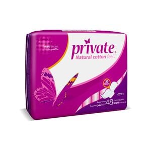 Buy Private Natural Cotton Feel Maxi with Wings Sanitary Pads 48pcs Online at Best Price | Sanpro Pads | Lulu UAE in Kuwait