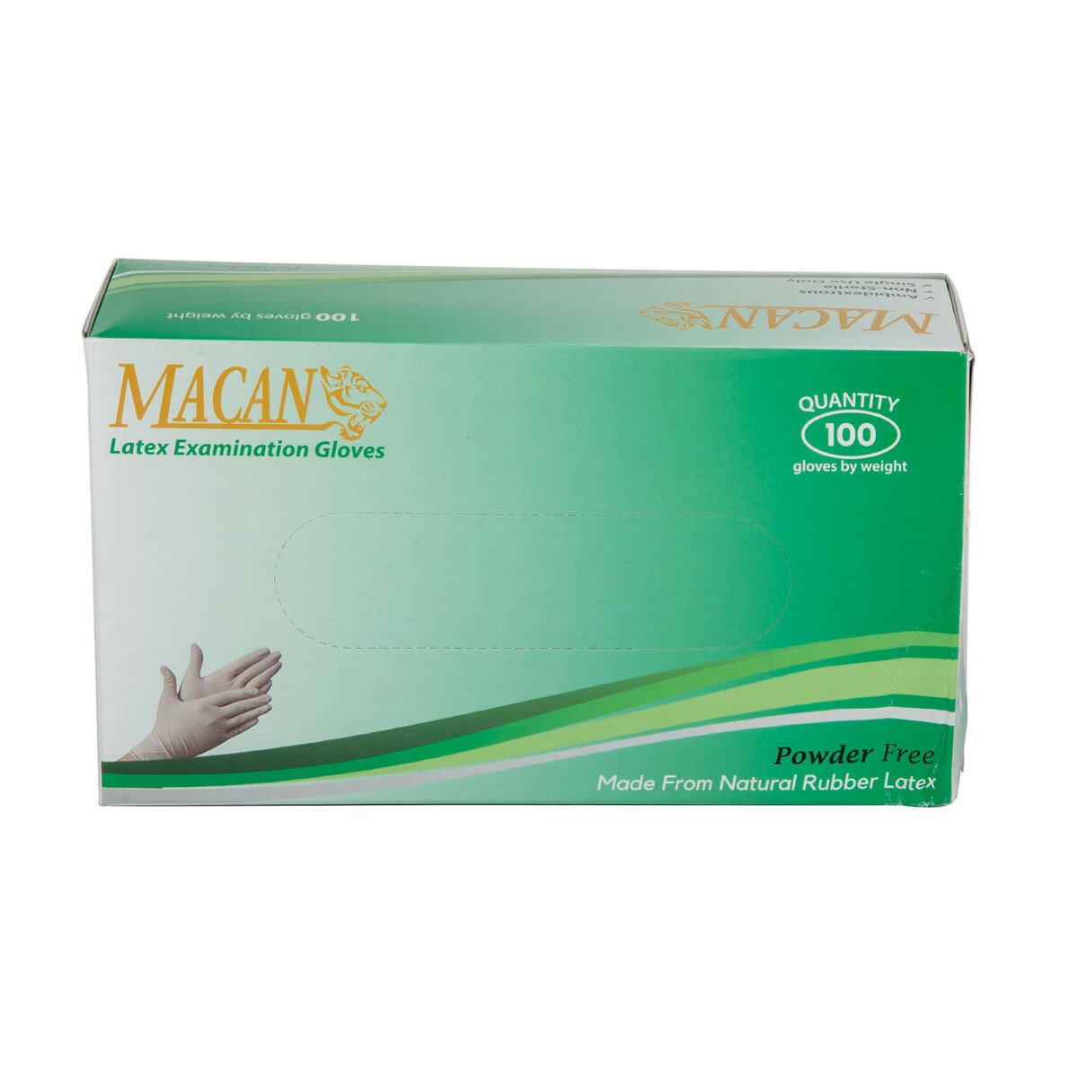 Macan Latex Examination Gloves Powder Free Medium 100pcs
