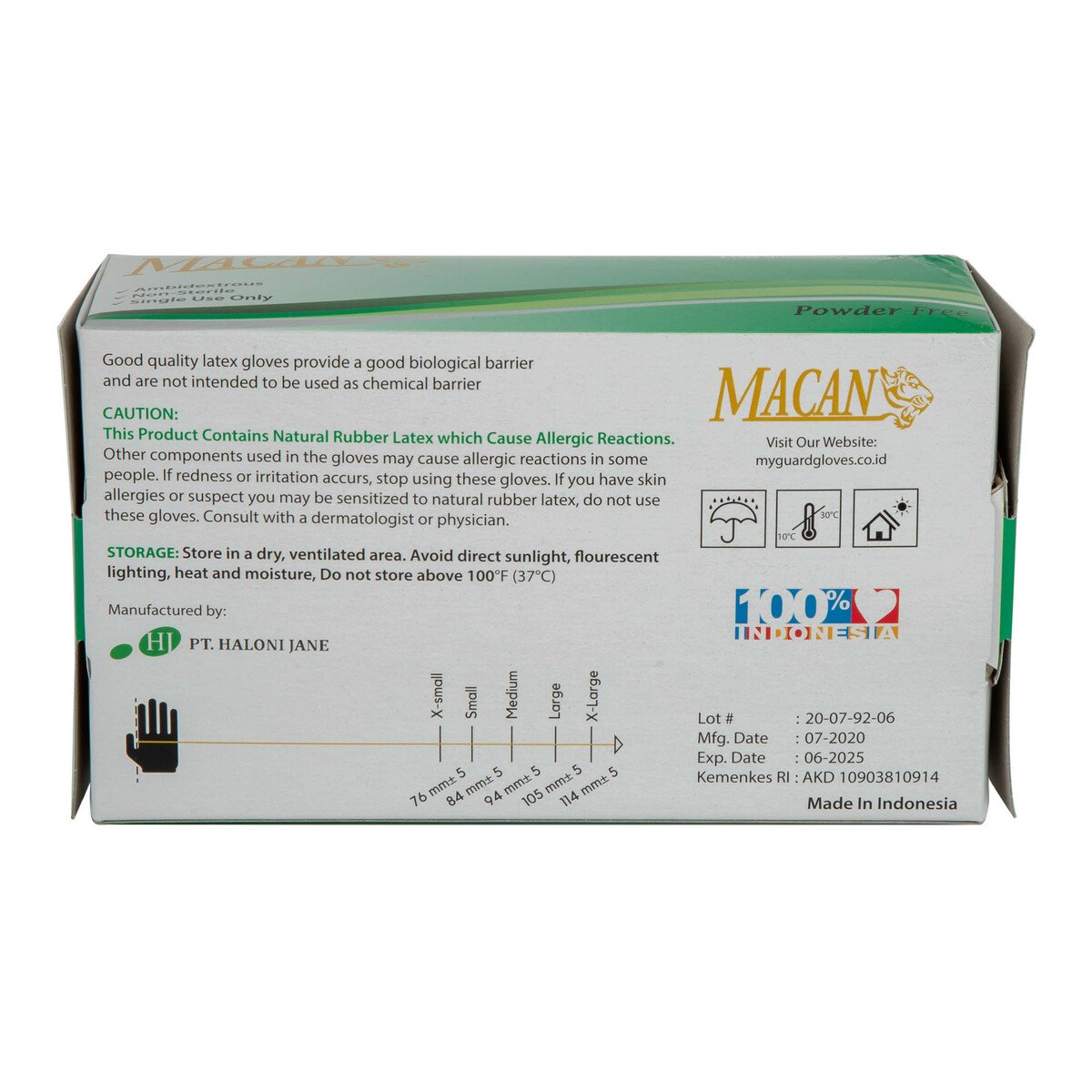Macan Latex Examination Gloves Powder Free Medium 100pcs
