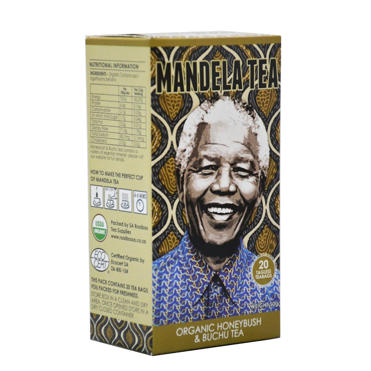 مانديلا شاي العسل العضوي وباتشو 20 كيس شاي