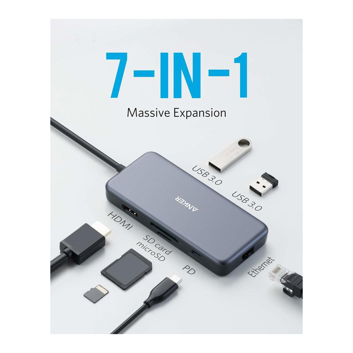 Anker 7-in-1 Premium USB C Hub Adapter A8352HA1