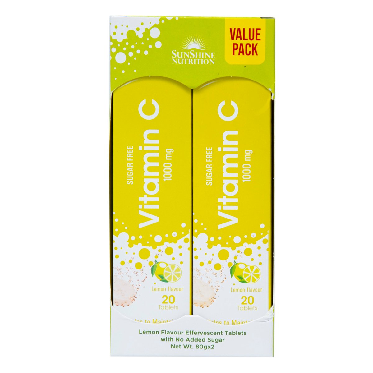 Sunshine Nutrition Vitamin C Lemon Tablets 2 x 80 g