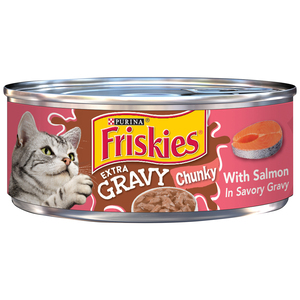 Purina Friskies Gravy Wet Cat Food, Extra Gravy Chunky With Salmon In Savory Gravy 156g