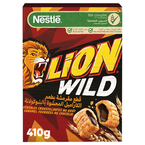 Buy Nestle Lion Wild Cereal Caramel & Chocolate 410 g Online at Best Price | Sugar & chocolate cereals | Lulu Kuwait in Saudi Arabia