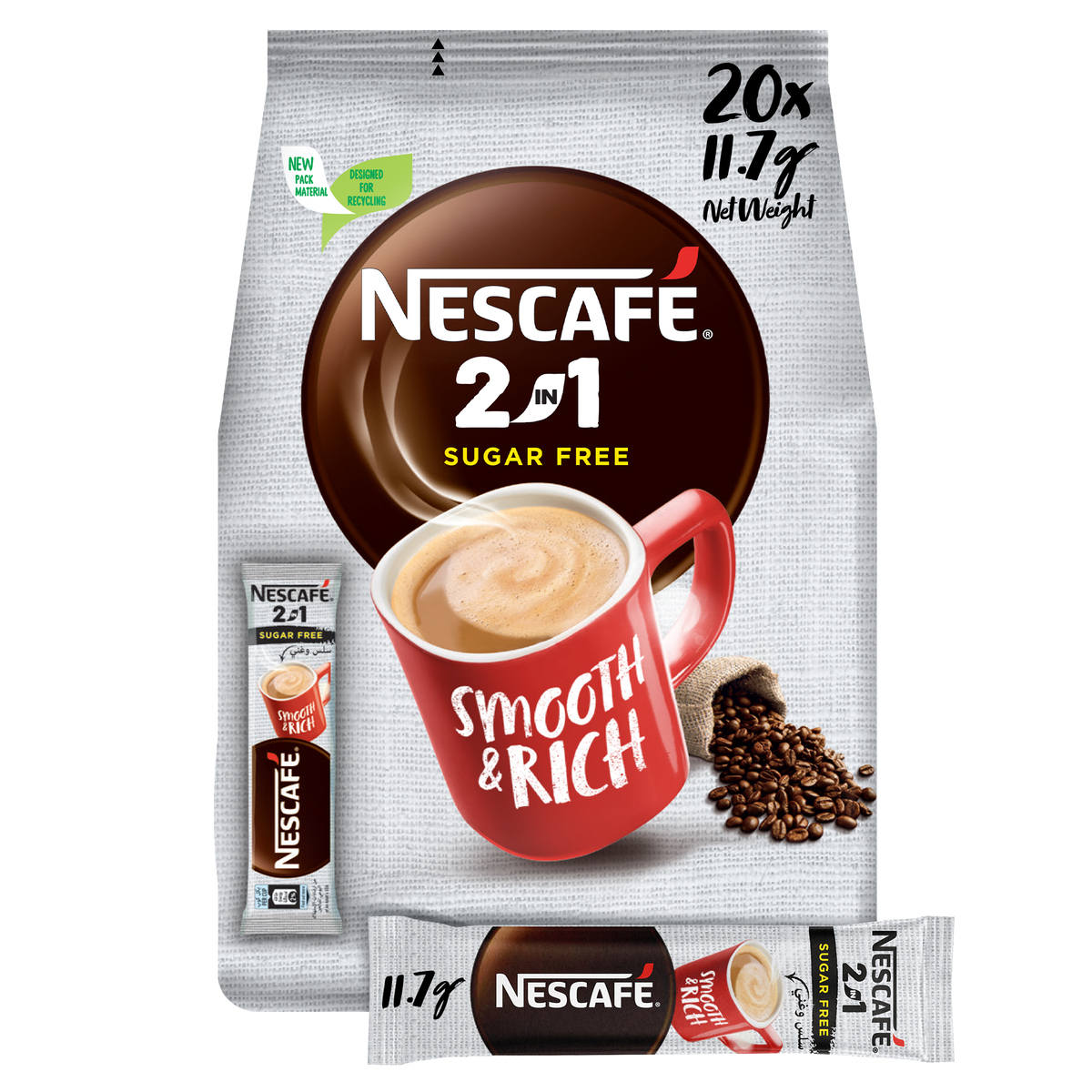 Nescafe 2in1 Smooth & Rich Coffee Mix Sugar Free 20 x 11.7 g