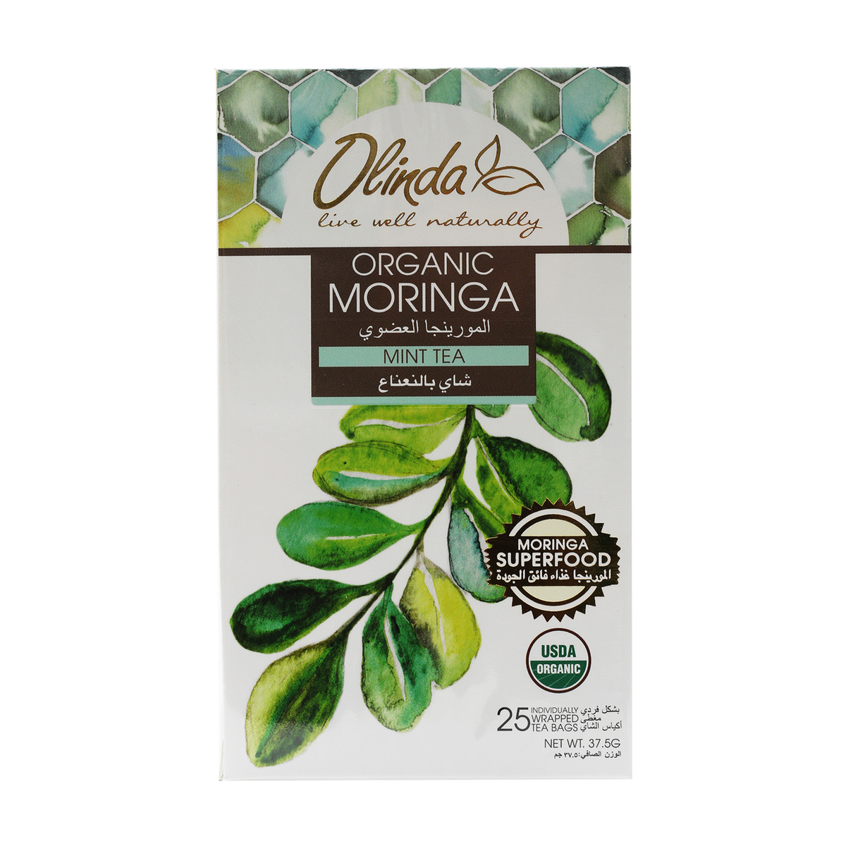 Olinda Organic Moringa Tea With Mint 25 Teabags