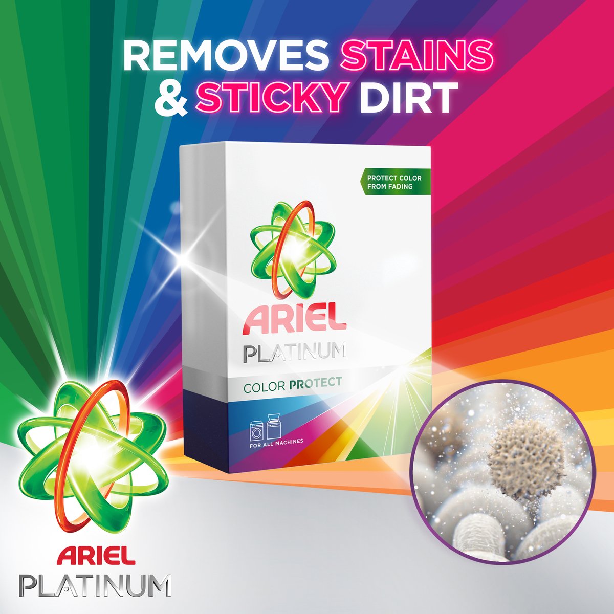 Ariel Platinum Automatic Color Protect Laundry Powder Detergent 2.25kg
