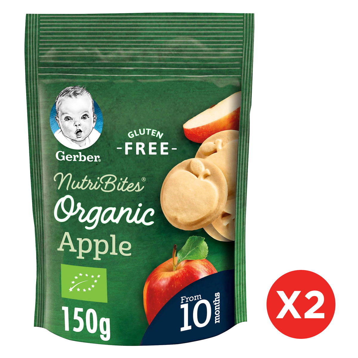 Gerber Organic Nutri Bites Apple Biscuits Baby Food From 10 Months 2 x 150 g