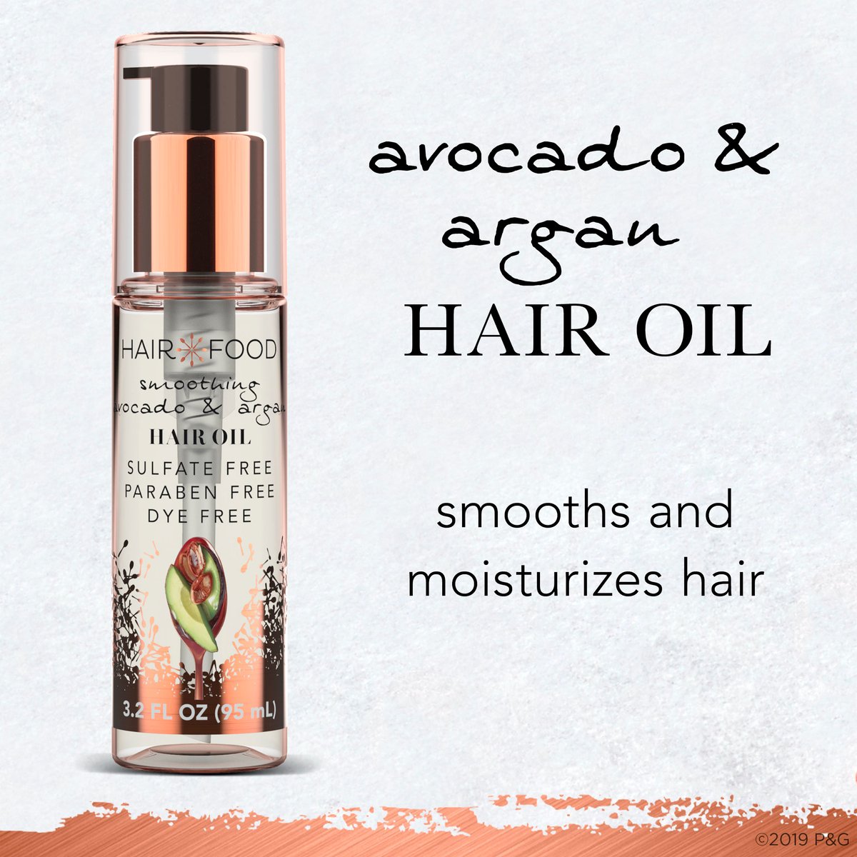 Hair Food Smoothing Treatment Hair Oil With Argan Oil And Avocado Sulfate Free 95 ml