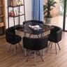 Maple Leaf Home Glass Dining Table Size: H75 x W90 x L90cm + 4 Chair Black Color