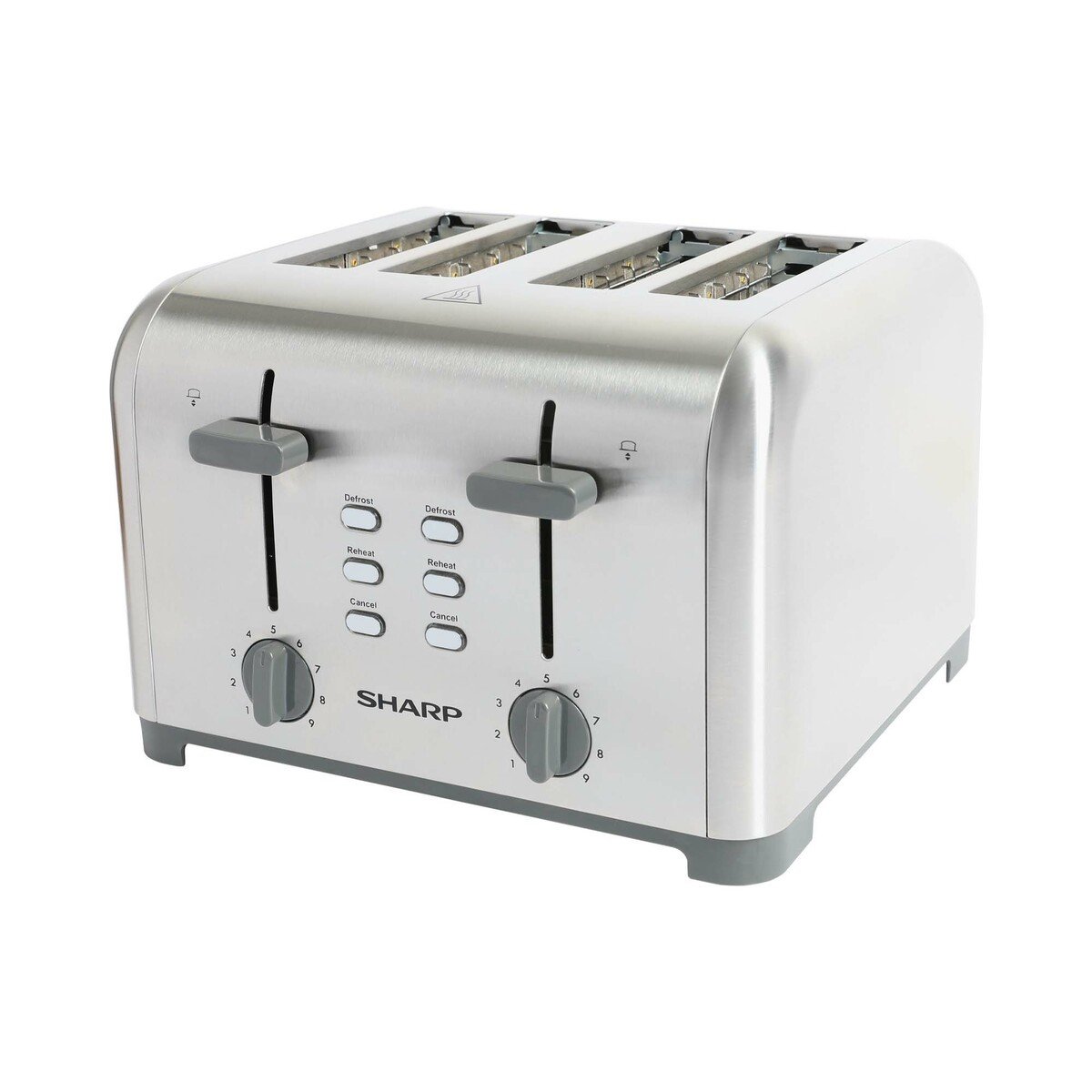 Sharp 4 Slice Stainless Steel Toaster With Crumb Tray Silver 1400W KZ-T42-S3