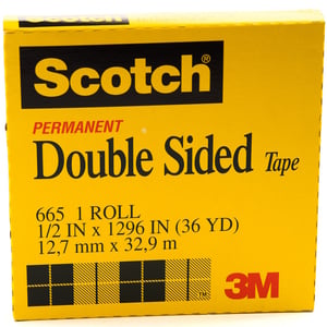 3M Scotch Permanent Double Sided Tape 1/2in x 36yard Large Core 1Pc