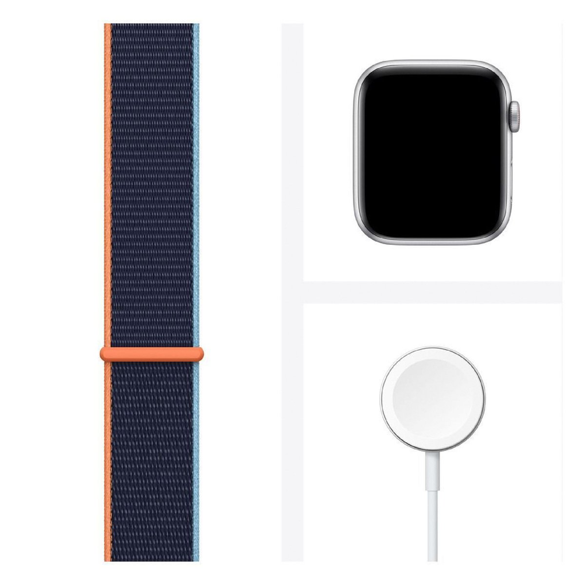 Apple Watch SE GPS + Cellular MYEG2AE/A 40mm Silver Aluminum Case with Sport Loop Deep Navy