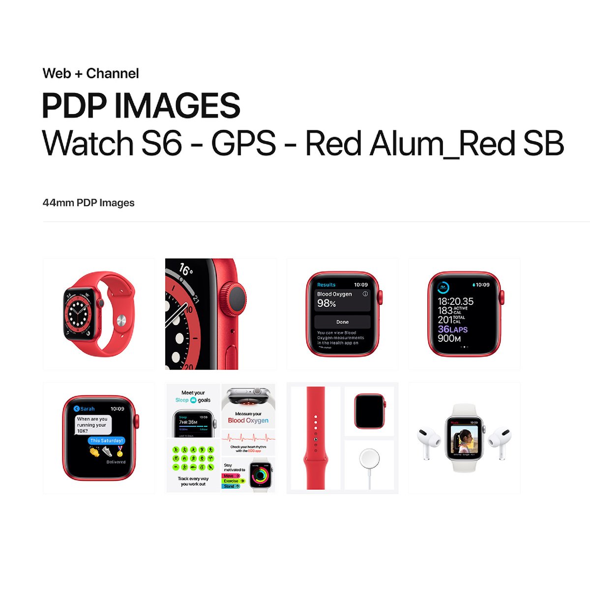 Apple Watch Series 6 GPS M00M3AE/A 44mm (PRODUCT)RED Aluminum Case with Sport Band PRODUCT(RED)