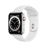 Apple Watch Series 6 GPS + Cellular M06T3AE/A 40mm Silver Stainless Steel Case with Sport Band White
