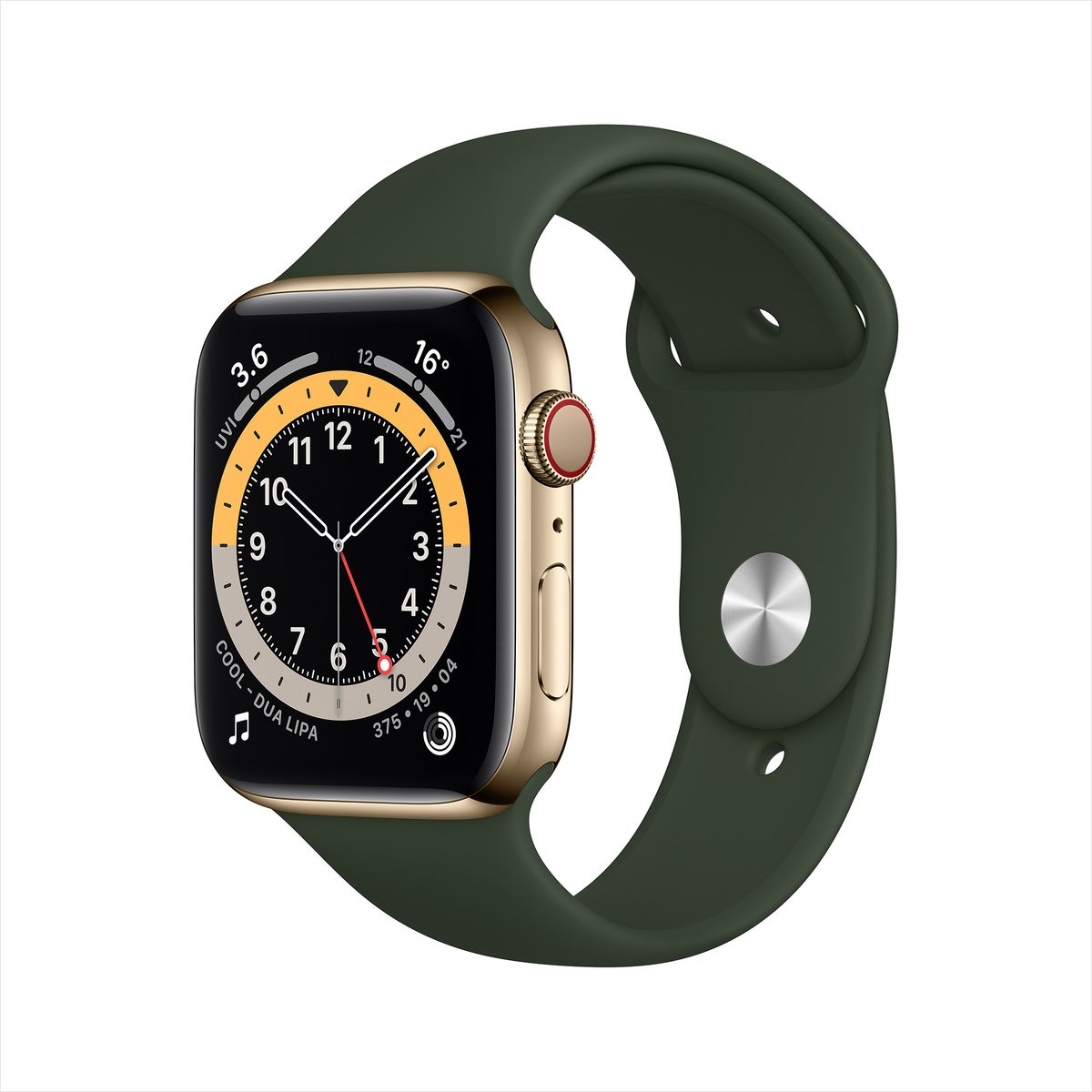 Apple Watch Series 6 GPS + Cellular M06V3AE/A 40mm Gold Stainless Steel Case with Sport Band Cyprus Green