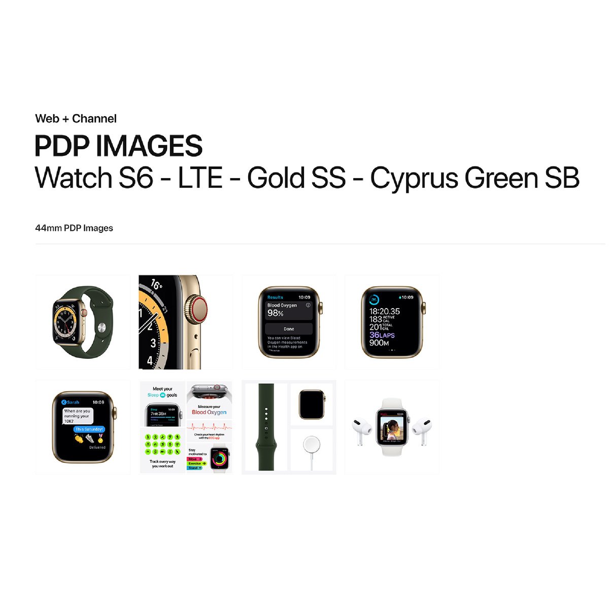 Apple Watch Series 6 GPS + Cellular M06V3AE/A 40mm Gold Stainless Steel Case with Sport Band Cyprus Green