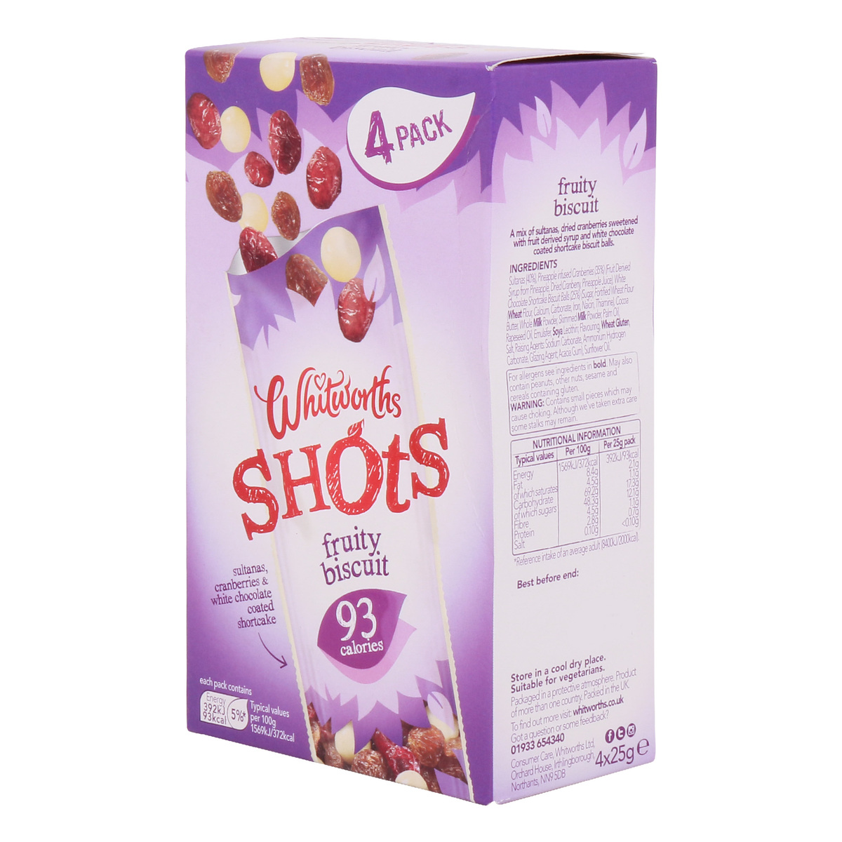 Whitworths Shots Fruity Biscuit 4 x 25 g
