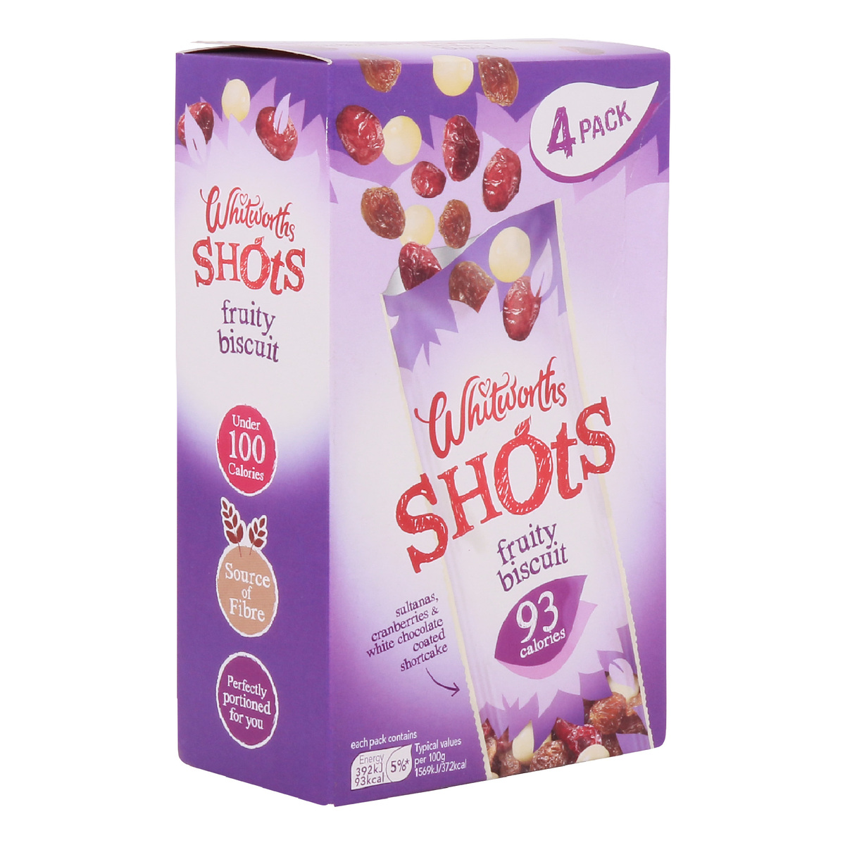 Whitworths Shots Fruity Biscuit 4 x 25 g