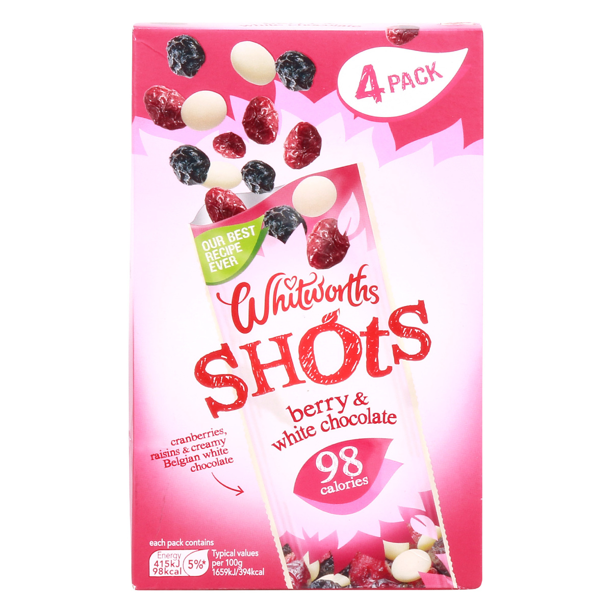 Whitworths Shots Berry & White Chocolate 4 x 25 g