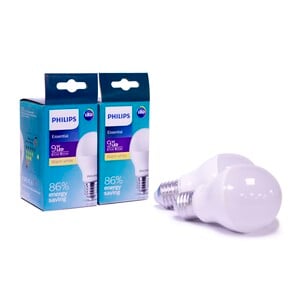 Philips Essential LED Bulb 2pcs 9W E27 3000K Warm White