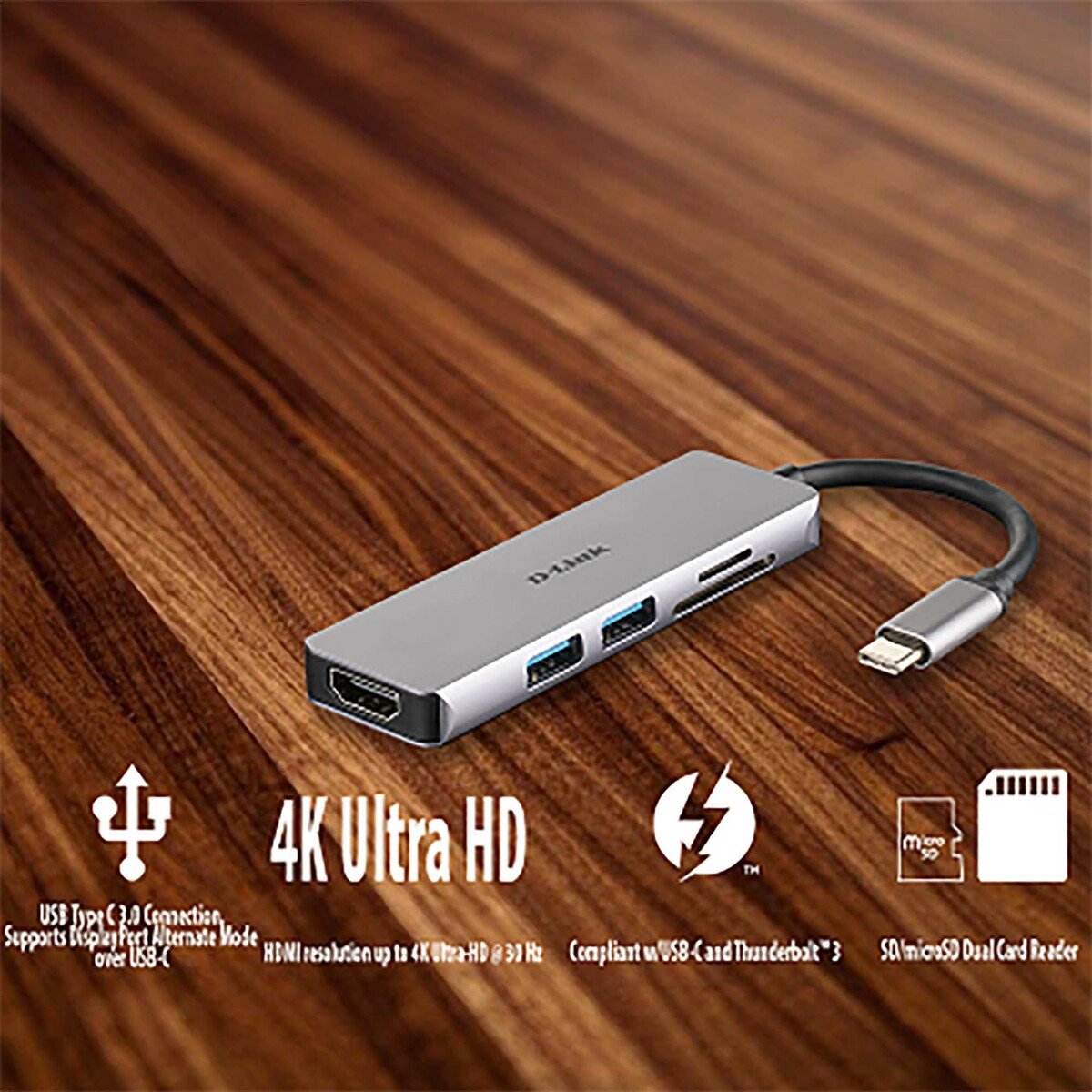 مجمع يو إس بي - سي دي لنك 5 في 1 مع HDMI  و بطاقة SD