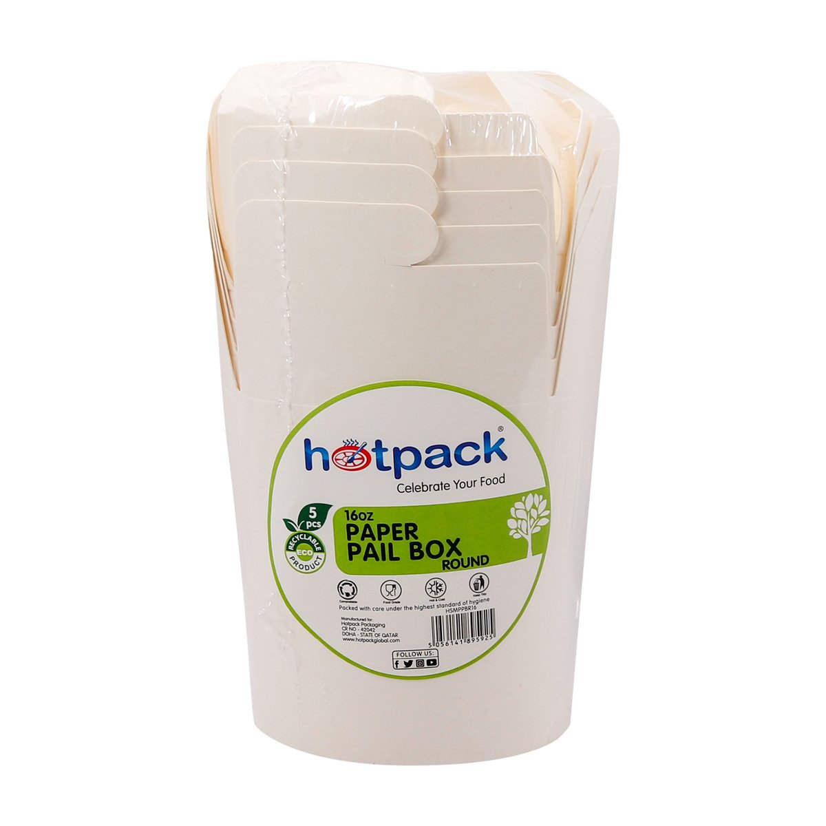 Hotpack Paper Pail Box Round 16oz 5pcs