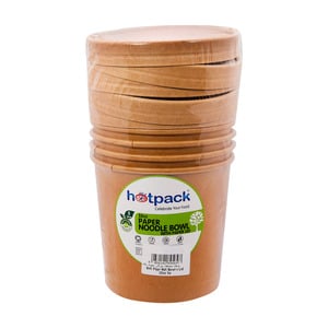 Hotpack Kraft Paper Noodle Bowl with Paper LID 32oz 5pcs
