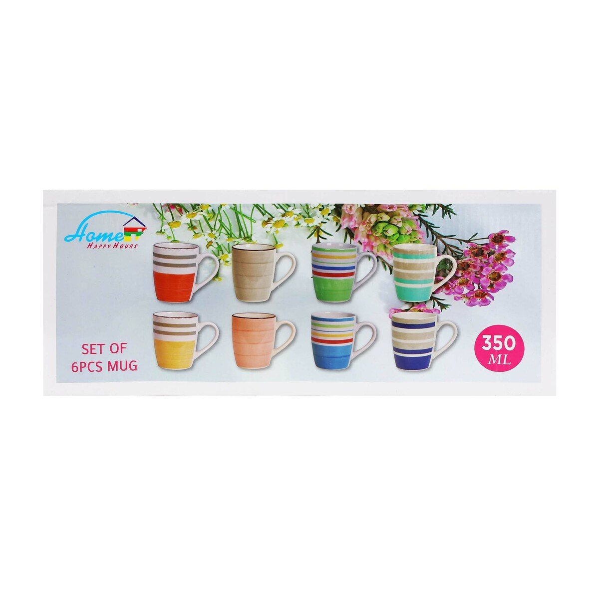 Home Stoneware Handprint Mug 12oz 6pcs Set 915A Assorted Colors