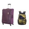 American Tourister Duncan 4 Wheel Soft Trolley, 55 cm, Purple with Assorted Backpack