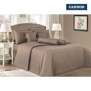 Cannon Fitted Sheet + Pillow Cover Plain Single Size 120x200cm Brown